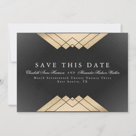 Gatsby Foil Save the Date Ankündigung (Vorderseite)