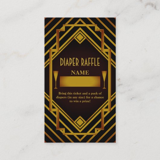 Gatsby Gold 2020er Baby Duwer Diaper Raffle Begleitkarte (Vorderseite)