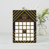 Gatsby Gold 2020er Baby Shower Bingo Card Einladung (Stehend Vorderseite)
