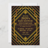 Gatsby Gold 2020er Baby Shower Einladung (Vorderseite)