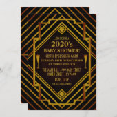 Gatsby Gold 2020er Baby Shower Einladung (Vorne/Hinten)