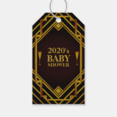 Gatsby Gold 2020er Baby Shower Geschenkanhänger (Vorderseite)