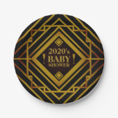 Gatsby Gold 2020er Baby Shower Pappteller (Vorderseite)
