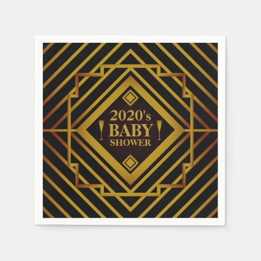Gatsby Gold 2020er Baby Shower Serviette (Vorderseite)