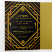 Gatsby Gold 2020er Baby Shower Suite Dreifach Gefaltete Einladung (Innen Erste Seite)