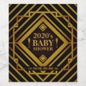 Gatsby Gold 2020er Baby Shower Weinetikett (Einzelnes Label)