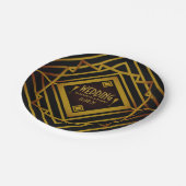 Gatsby Gold 2020er Hochzeit Pappteller (Schrägansicht)