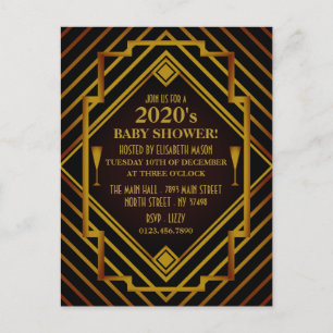 Gatsby Gold 2020's Baby Shower Einladung