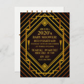 Gatsby Gold 2020's Baby Shower Einladung (Vorne/Hinten)