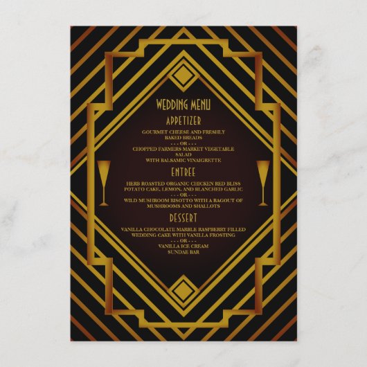 Gatsby Gold 2020's Wedding Menu Menükarte (Vorderseite)