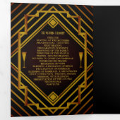 Gatsby Gold 2020's Wedding Program Dreifach-gefaltete Programmkarte (Innen Erste Seite)