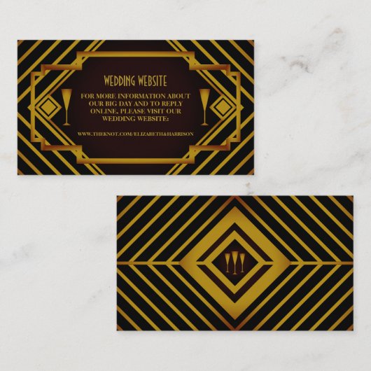Gatsby Gold 2020's Wedding Website Begleitkarte (Vorne/Hinten)