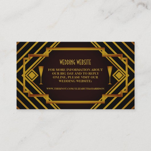 Gatsby Gold 2020's Wedding Website Begleitkarte (Vorderseite)