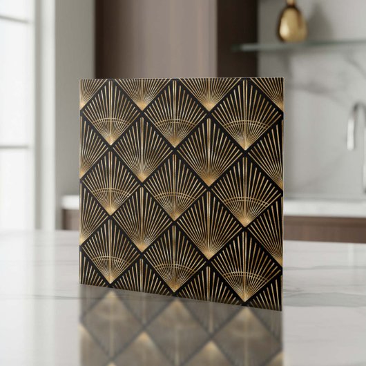 Gatsby Gold Art Deco Fan Pattern ID1188 Fliese