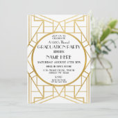 Gatsby Gold Einladung zur Art Deco Graduation Part (Stehend Vorderseite)
