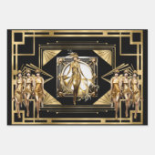 Gatsby Gold Flappers schwarzer Retro der 1920er Ja Geschenkpapier Set (Vorderseite 3)