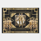 Gatsby Gold Flappers schwarzer Retro der 1920er Ja Geschenkpapier Set (Vorderseite 2)