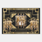 Gatsby Gold Flappers schwarzer Retro der 1920er Ja Geschenkpapier Set (Vorderseite)