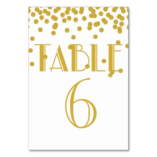 Gatsby Gold Polka Dot Empfang Glitz Party Tischnummer (Vorderseite)