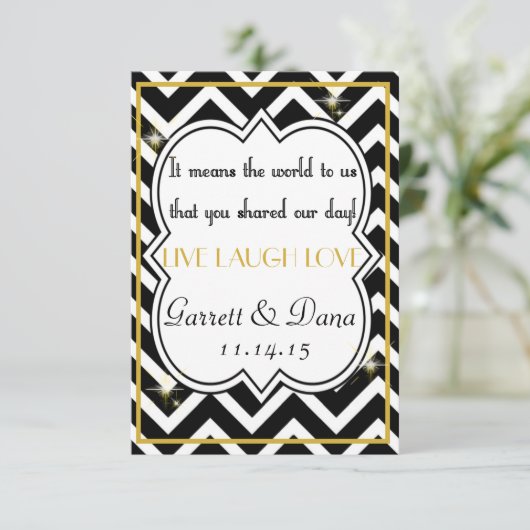 Gatsby Gold Wedding Suite Danke Party Table Einladung (Stehend Vorderseite)