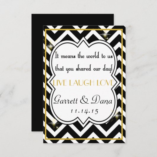 Gatsby Gold Wedding Suite Danke Party Table Einladung (Vorne/Hinten)