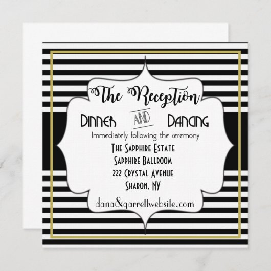 Gatsby Gold Wedding Suite Empfang Details einfügen Einladung (Vorne/Hinten)