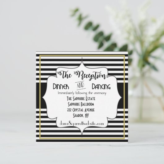 Gatsby Gold Wedding Suite Empfang Details einfügen Einladung (Stehend Vorderseite)