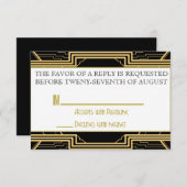 Gatsby Gold Wedding Suite Zeremonie UAWG Party RSVP Karte (Vorne/Hinten)