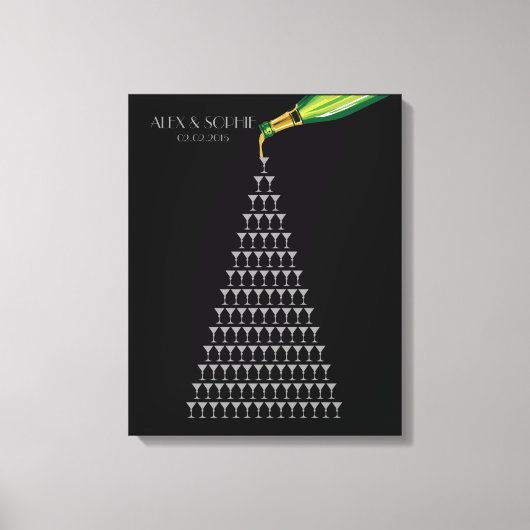 Gatsby-Hochzeitsgast-Gästebuch-Champagnerturm Leinwanddruck (Vorderseite)