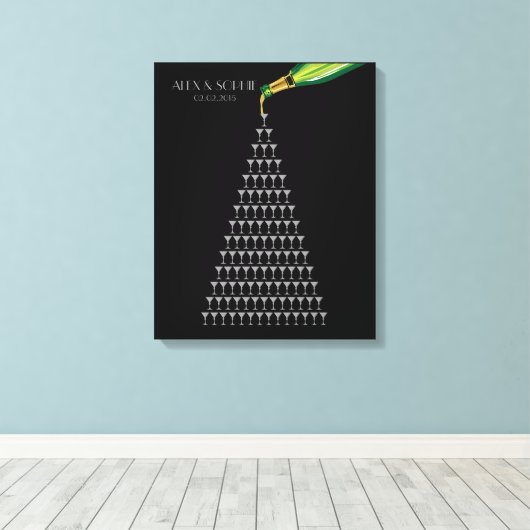 Gatsby-Hochzeitsgast-Gästebuch-Champagnerturm Leinwanddruck (Insitu (Holzboden))