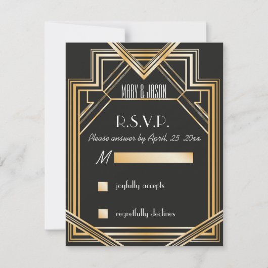 Gatsby inspiriert RSVP-Karte RSVP Karte (Vorderseite)
