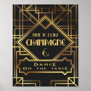 Gatsby inspirierte "Time to Drink Champagne Poster