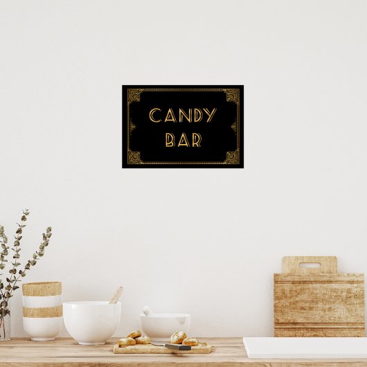 Gatsby inspiriertes Hochzeitszeichen CANDY BAR Poster (Küche)