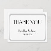 Gatsby Kunst-Deko-silberne Hochzeit danken Ihnen Postkarte (Vorne/Hinten)