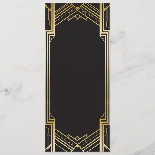 Gatsby Menü-Hochzeits-Empfangszwanziger jahre Menükarte (Rückseite)