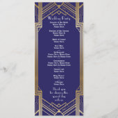 Gatsby Navy & Gold Art Deco Hochzeitsprogramm aus Programm (Rückseite)
