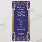Gatsby Navy & Gold Art Deco Hochzeitsprogramm der Programm (Vorderseite)