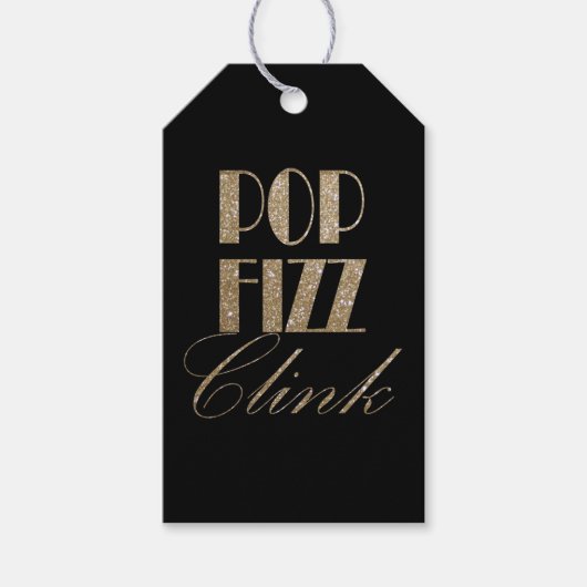 Gatsby Party Gold und Black Pop Fizz Clink Geschenkanhänger (Vorderseite)