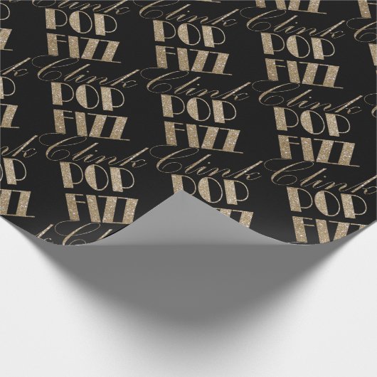 Gatsby Party Gold und Black Pop Fizz Clink Geschenkpapier (Ecke)