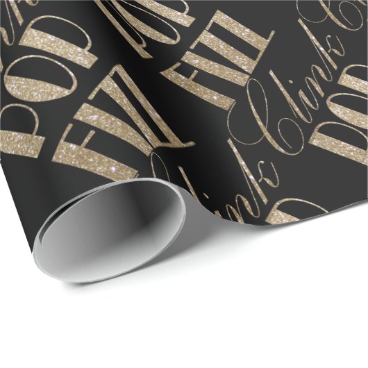 Gatsby Party Gold und Black Pop Fizz Clink Geschenkpapier (Rolleneckpunkt)