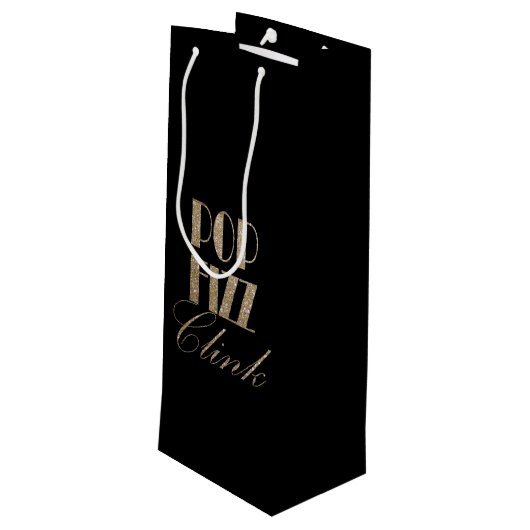 Gatsby Party Gold und Black Pop Fizz Clink Geschenktüte Für Weinflaschen (Rückseite Schrägansicht)