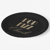 Gatsby Party Gold und Black Pop Fizz Clink Pappteller (Schrägansicht)