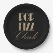 Gatsby Party Gold und Black Pop Fizz Clink Pappteller (Vorderseite)