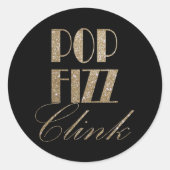 Gatsby Party Gold und Black Pop Fizz Clink Runder Aufkleber (Vorderseite)