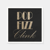 Gatsby Party Gold und Black Pop Fizz Clink Serviette (Vorderseite)