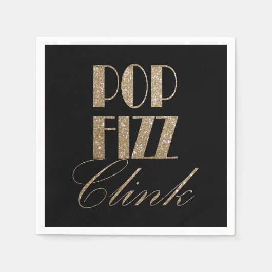 Gatsby Party Gold und Black Pop Fizz Clink Serviette (Vorderseite)