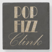 Gatsby Party Gold und Black Pop Fizz Clink Steinuntersetzer (Vorderseite)