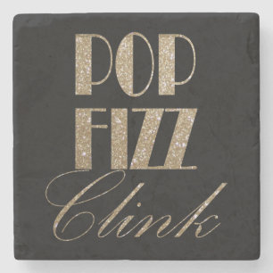 Gatsby Party Gold und Black Pop Fizz Clink Steinuntersetzer
