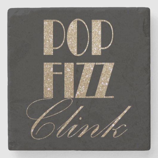 Gatsby Party Gold und Black Pop Fizz Clink Steinuntersetzer (Vorderseite)