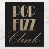 Gatsby Party Gold und Black Pop Fizz Clink Weinetikett (Einzelnes Label)